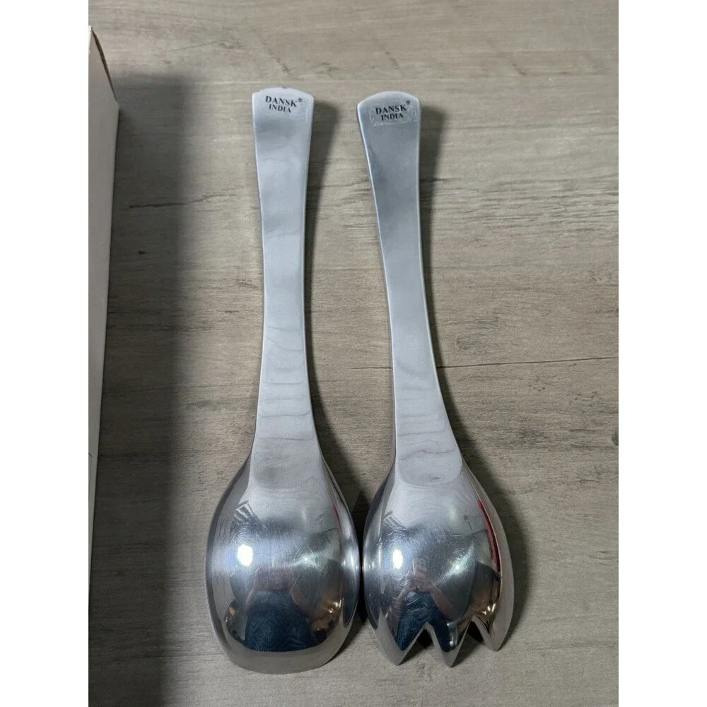 Dansk Vesi Aluminum 12in Serving Set Spoon & Fork, 2pc with box
